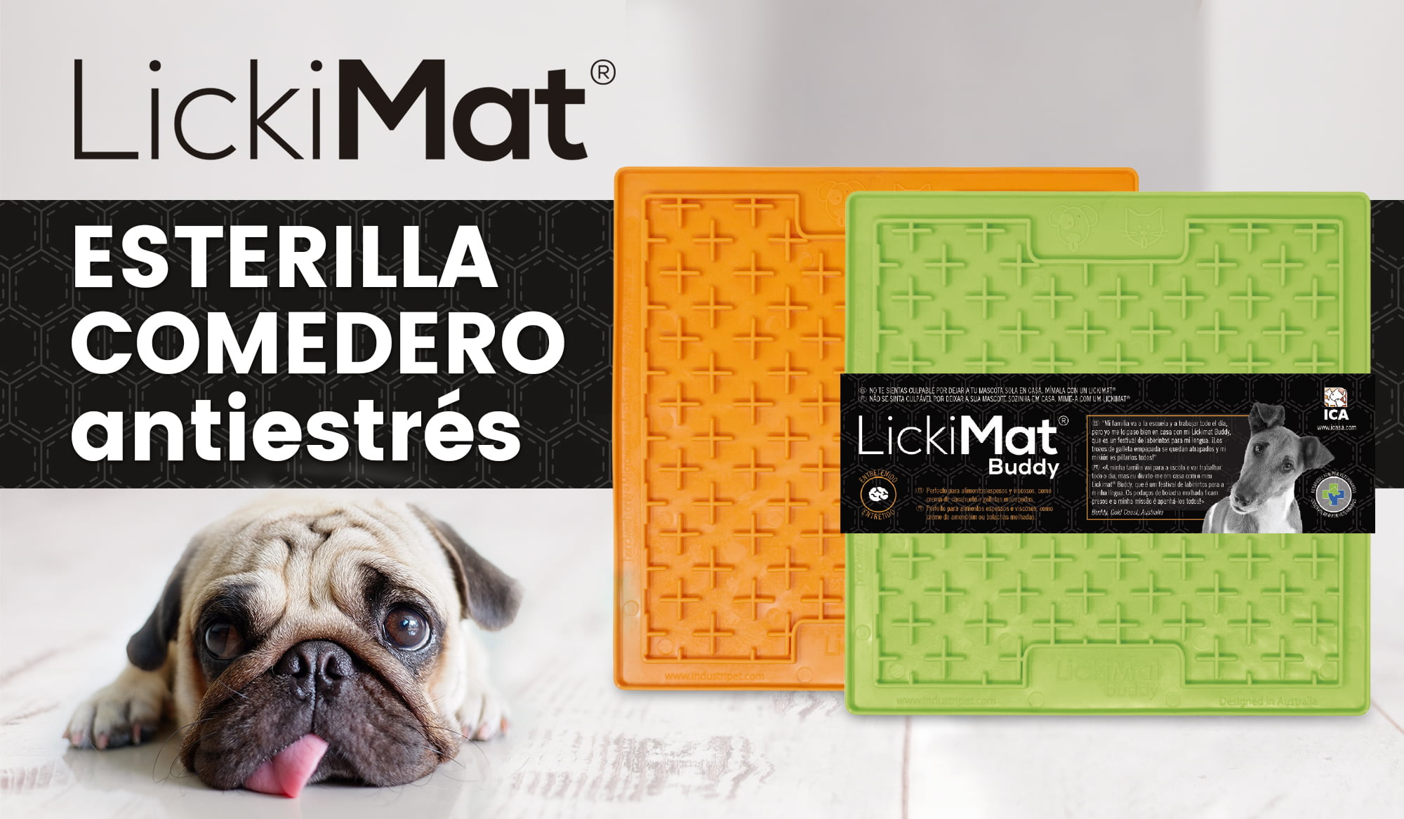 Lickimat la esterilla-comedero antiestrés